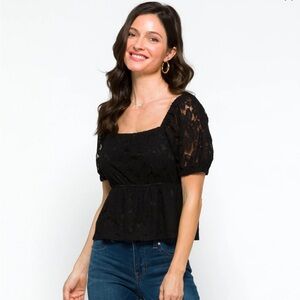 Daisy & Delilah Katie Lace Peplum Crop Top, XS